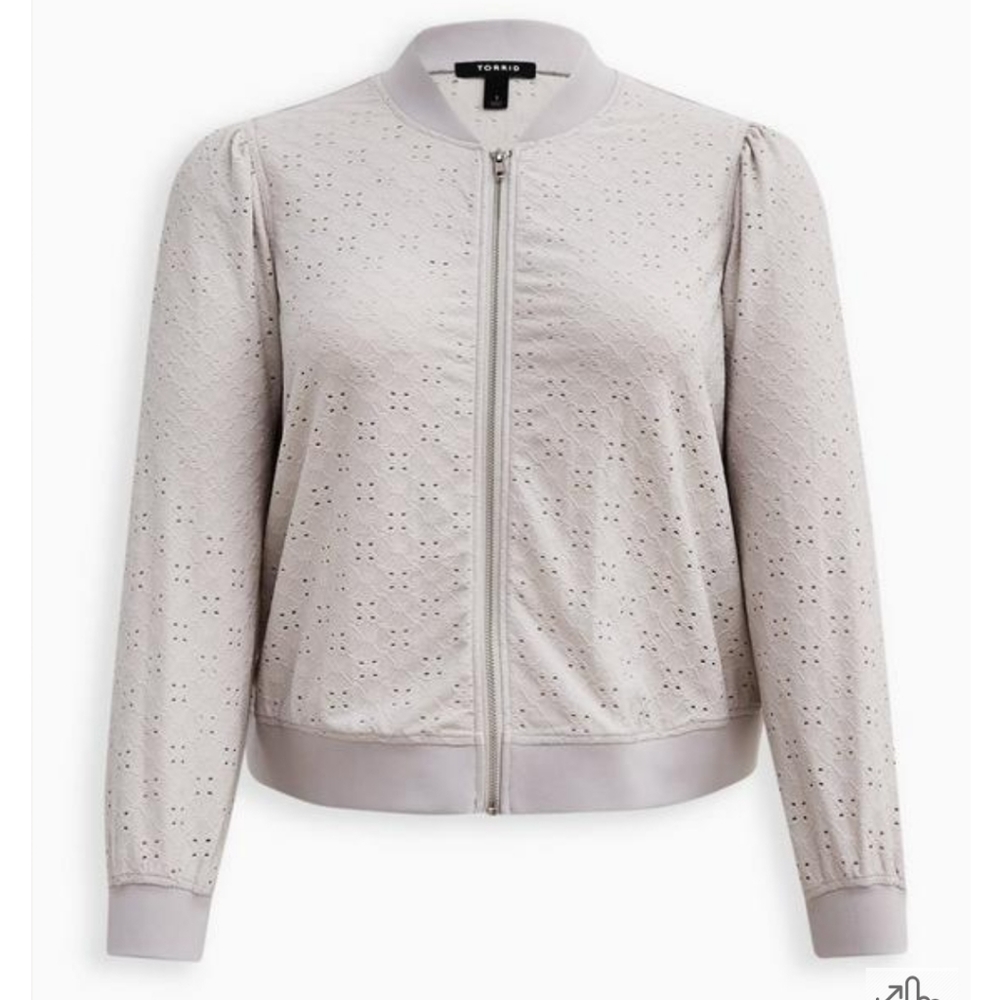 BOMBER JACKET - EYELET STONE